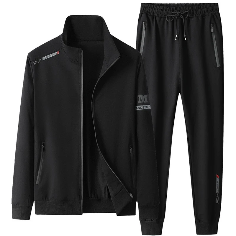 Men Sportswear Sets Spring Autumn New Hooded Suit Mens Sports Tracksuit Solid color Men's 2 Piece Set Sweatshirt+Sweatpants 7XL