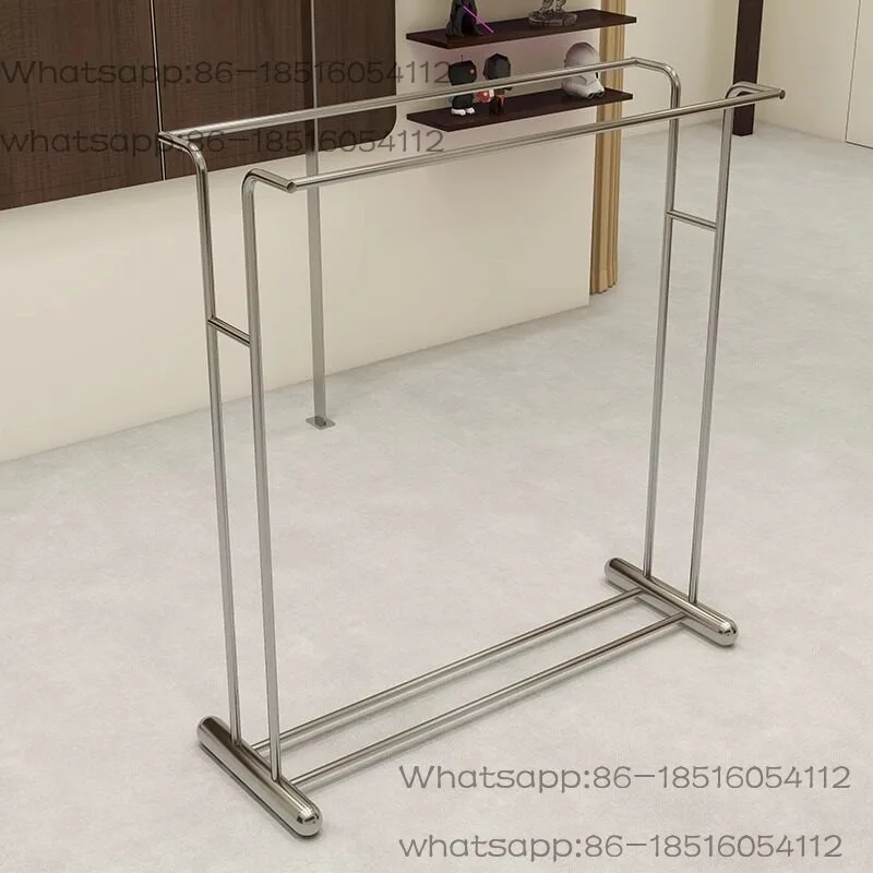 

Women's Clothing Store Stainless Steel Nakajima Display Rack Double Row Parallel Bars with Wheels Floor-to-ceiling Hanger