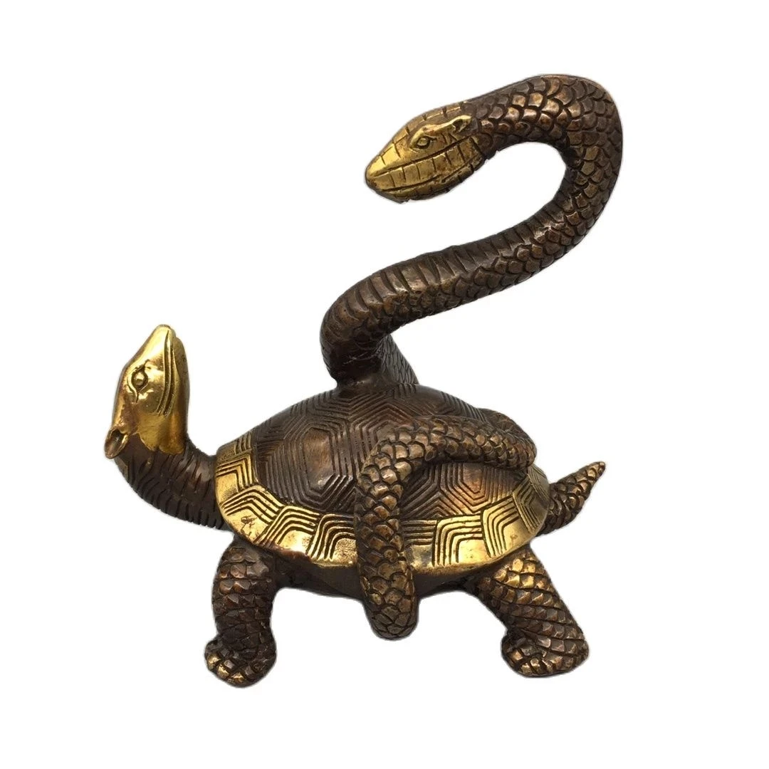 

Art Antique Collection Chinese Old Bronze Handmade Turtle Snake Fighting Sculpture,Long 12CM,Height 14CM