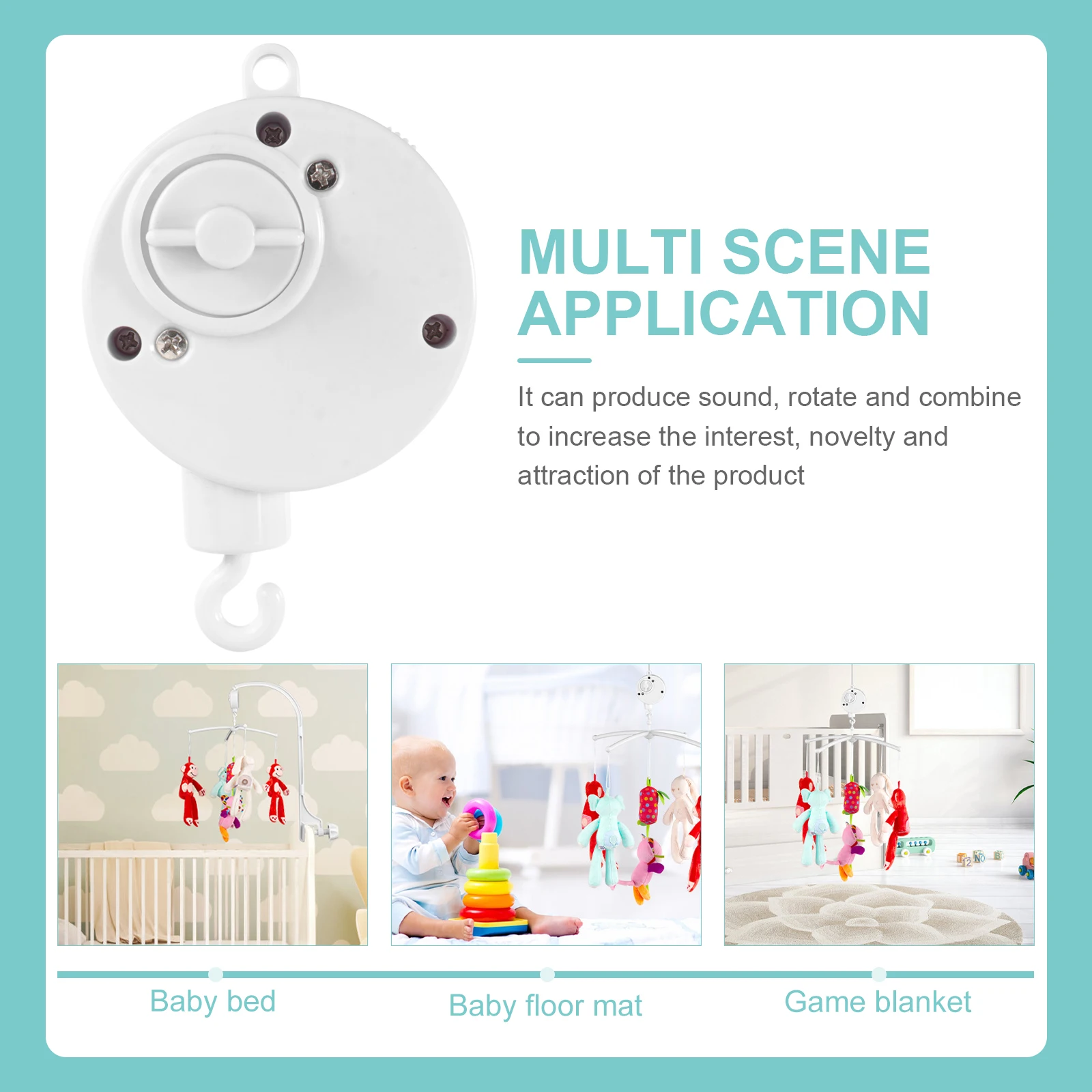1pc Baby Mobile Krippe Bett Spielzeug Kolben Haken Wicklung Musik Box Bewegung Baby Glocke Musik Box (Weiß)
