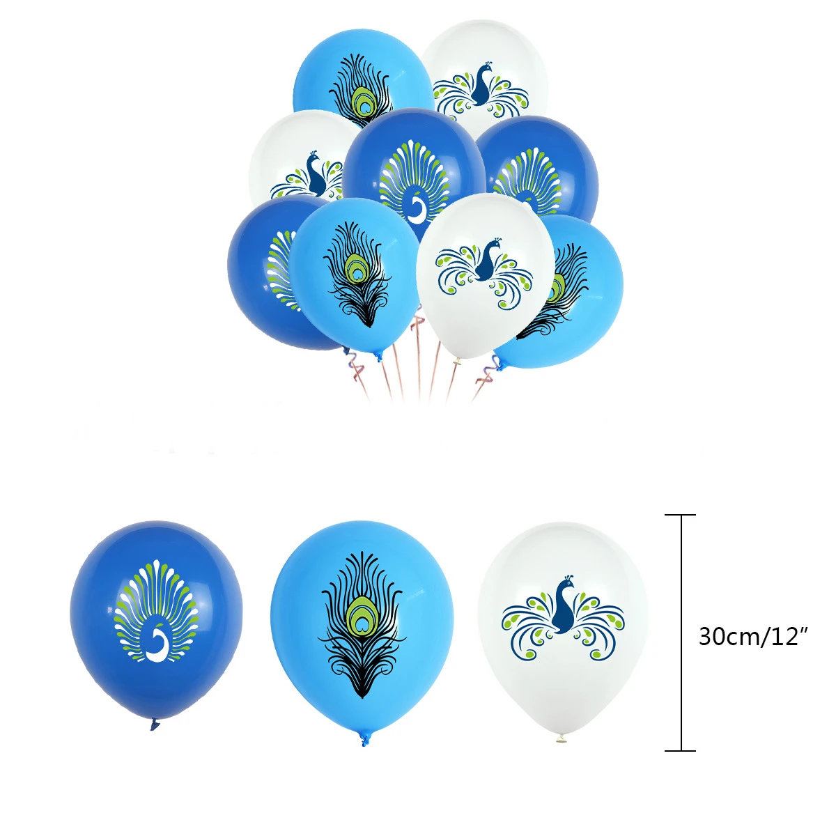 Cartoon Blue Peacock Women\'s Birthday Party Articles Latex Balloon Cake Decoration Banner Baby Shower Boy Girl Gift