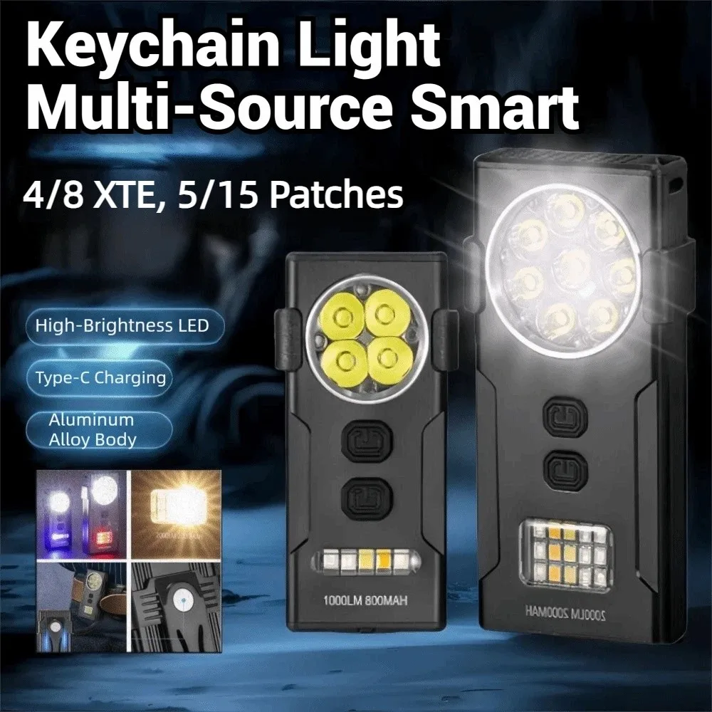 

Portable Work Light Hands-free Bright Light Magnetic Flashlight Adjustable Clip Fast Charging Keychain Flashlight Hiking Trips