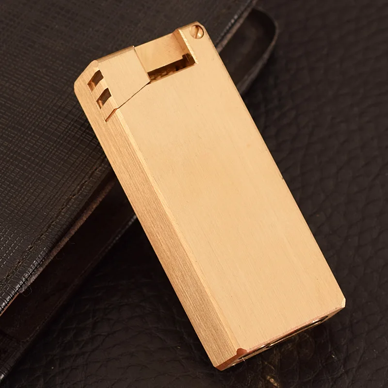 Trench Kerosenes Lighter Vintage Brass Refillable Windproof Gasolines Lighter Durable Metal Classic Petroleum Wicks Lighter