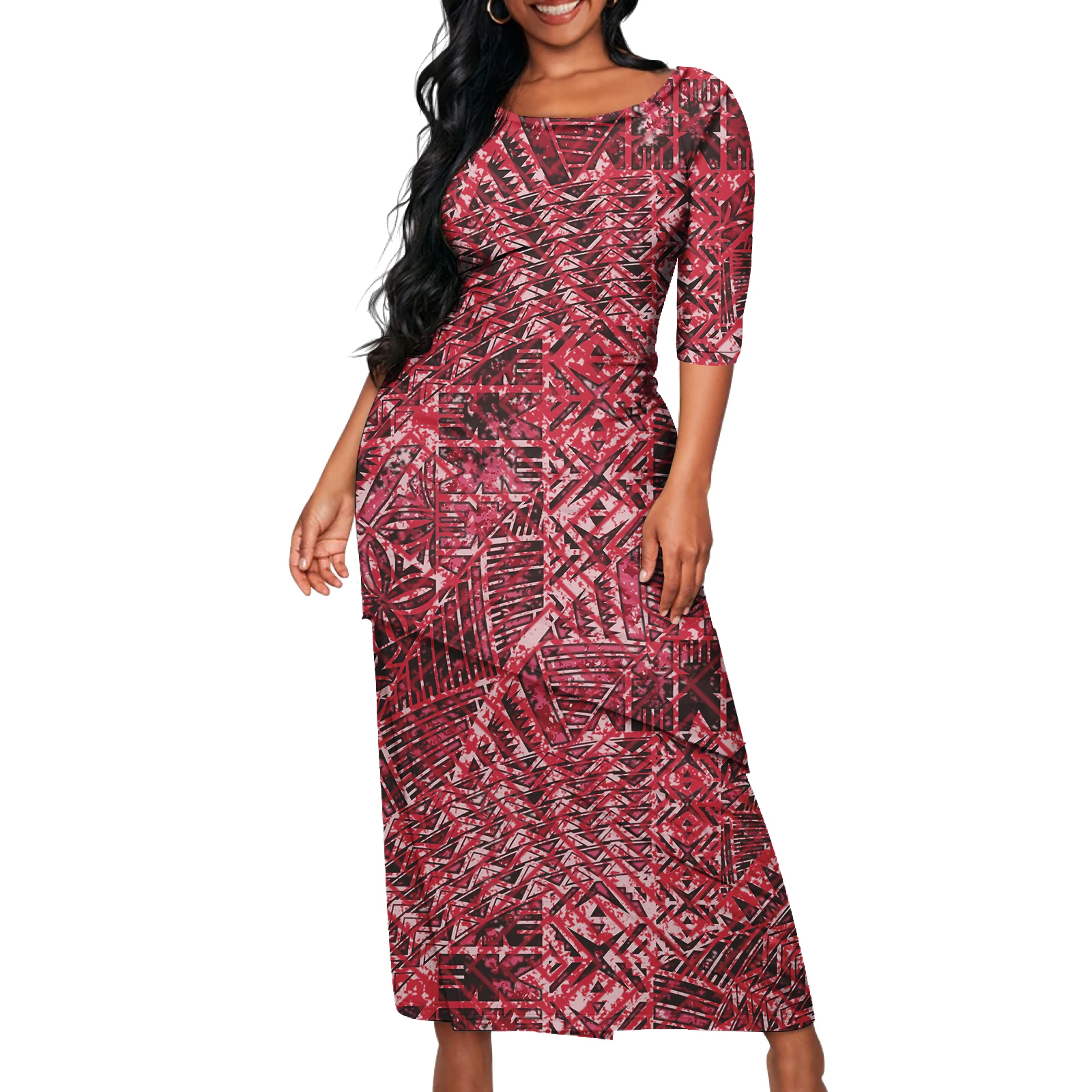 Customized Design Island Traditional Women's Clothing Polynesian Samoan Tribal Evening Party Puletasi Church 2 Piece Set