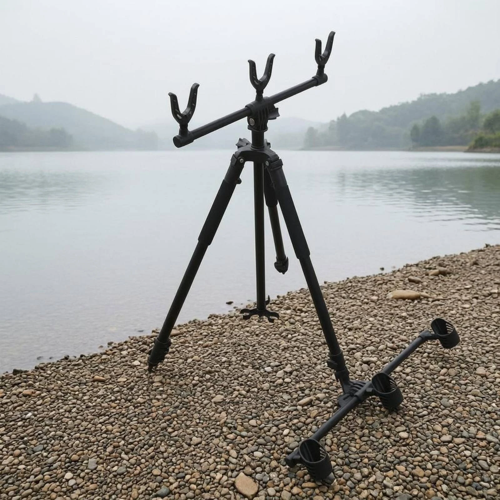 Sea Fishing Rod Pod Aluminum Alloy Tripod Rod Pod Adjustable Stable for Anglers