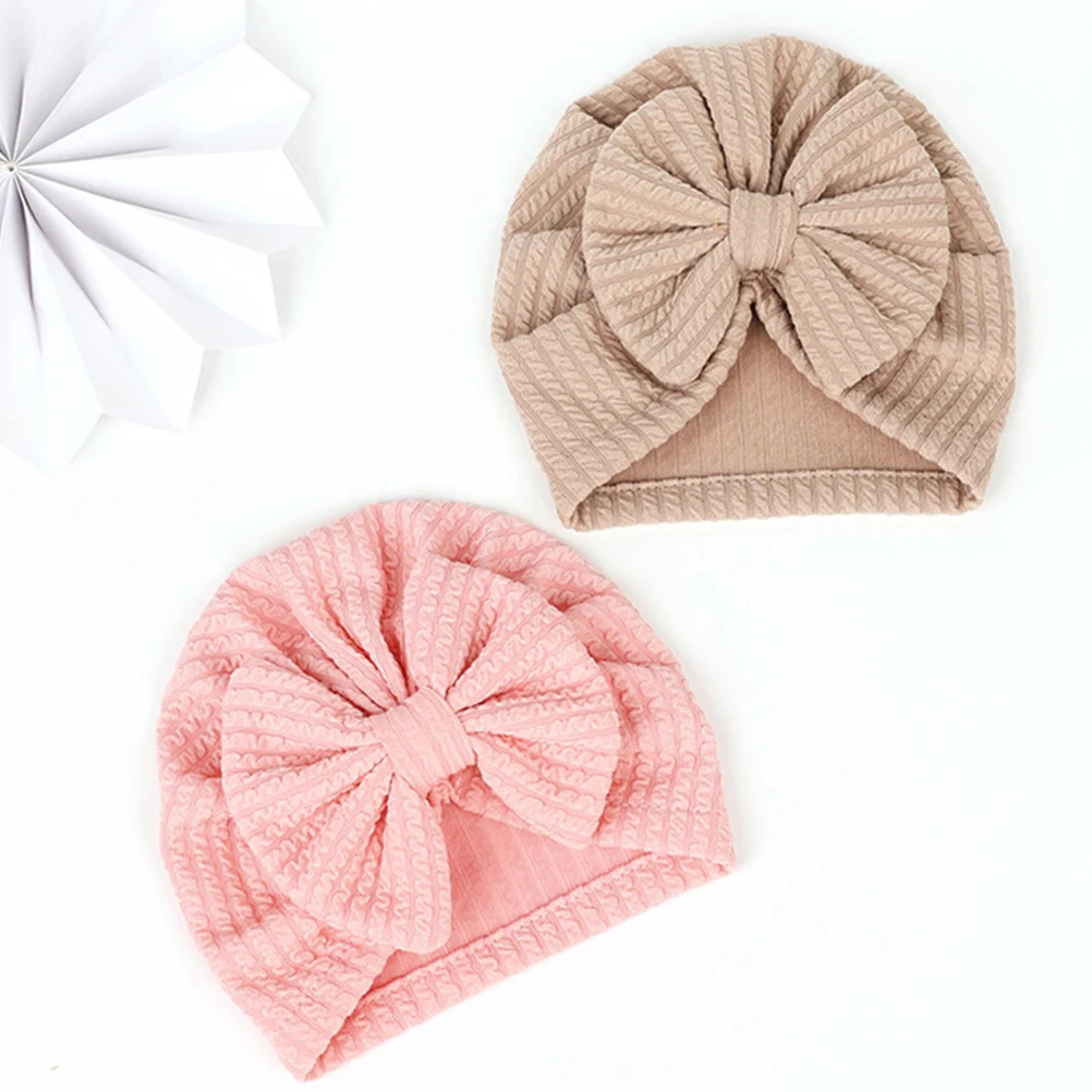 

4 Pcs Headband Baby Headwear Hat Newborn Bows Winter Knitted Caps Stretch Fabric Toddler Girl Hats