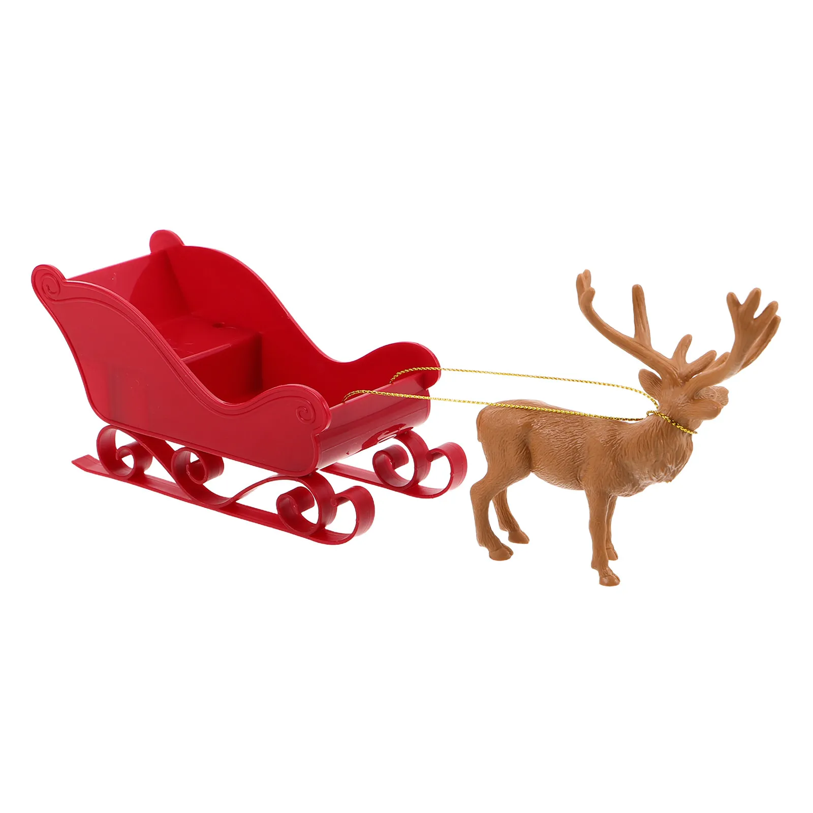 1Set Reindeer Sleigh Christmas Elk Sculpture Holiday Tabletop Ornament Xmas Display Sleigh Decor Elk Sculpture