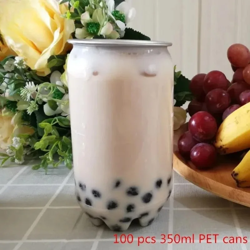 for can sealer machine juice cup drink bottle  200PCS 350ML PET Transparent Cans beverages popular milk tea bottles