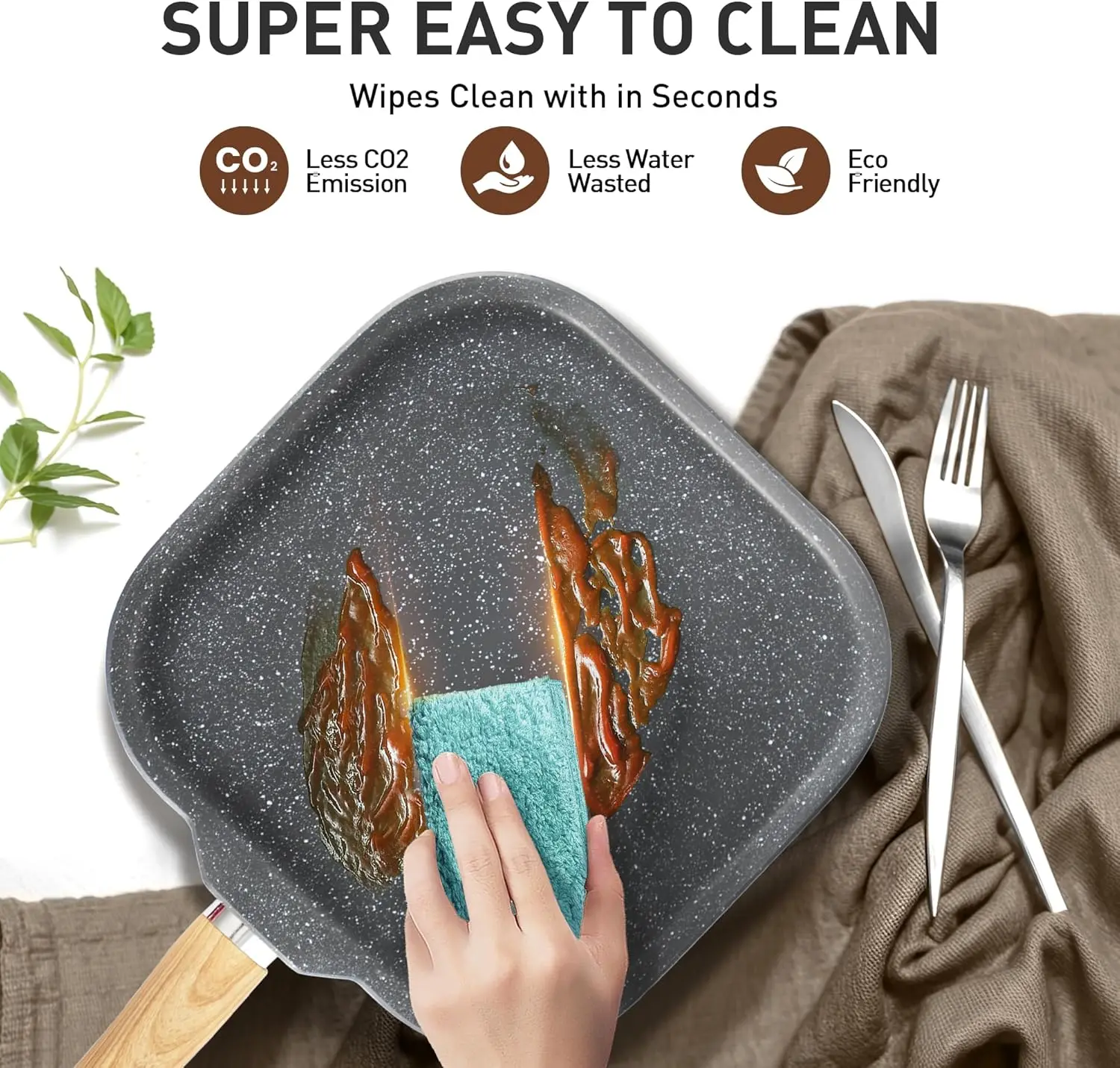 طقم أواني ومقالي مكون من 17 قطعة غير لاصقة، أطقم أواني طهي المطبخ مع طلاء حجر جرانيت غير لاصق، مناسبة لأسطح المطابخ التعريفي