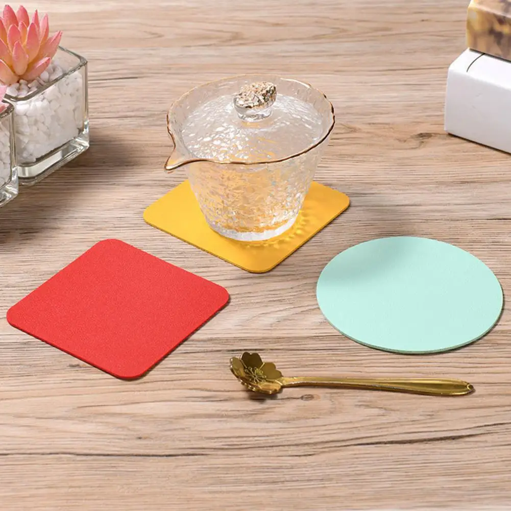 Round Cup Mat Mug Mat Dining Table Placemats Set Vibrant Color Coasters Wear-resistant Non-slip Round Square Cup Mats for Home