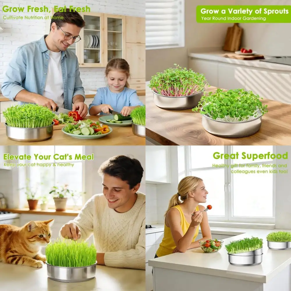 

Набор из 2-х проращивателей для семян из нержавеющей стали - высококачественные лотки для проращивания без почвы, для выращивания и проращивания семян в помещении или на улице