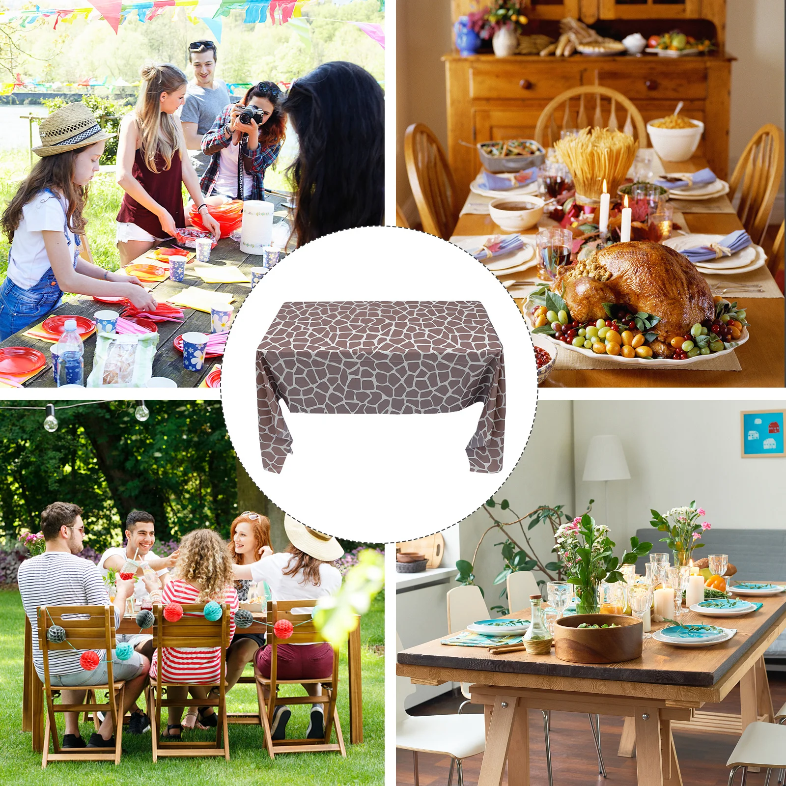 

2Pcs Waterproof Tablecloth Animal Grain Design for Home Hotel Restaurant Party Decorative Cover Waterproof Tablecloth