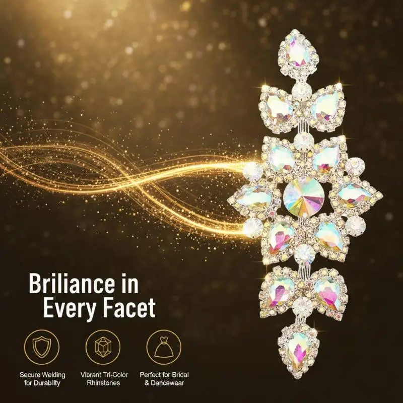 

1pc Flatback Crystal AB Rhinestone Gold Silver Bottom Sew On Design for Dress Gown DIY Craft Applique Supplies