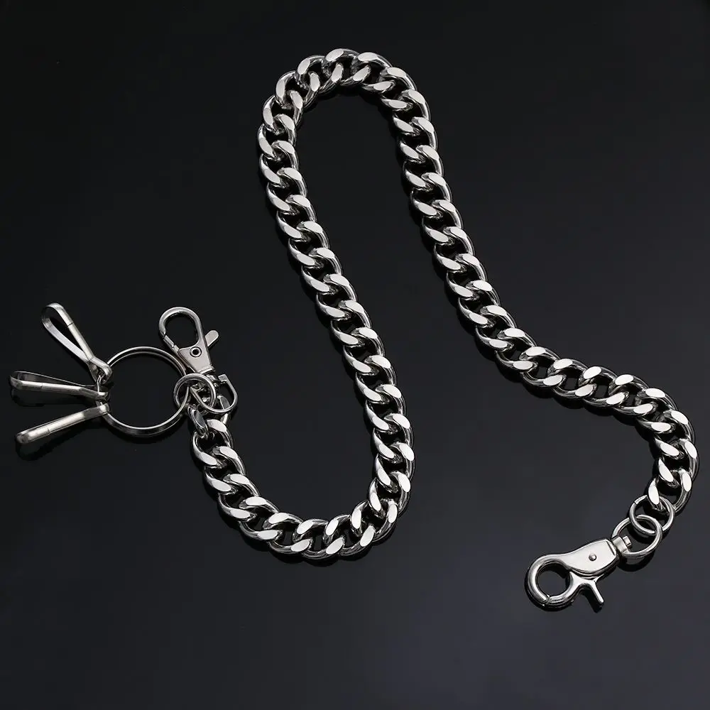 1PC 48cm Long Stainless Steel Metal Pant Jean Keychain Punk Rock Wallet Chain Belt Biker Link Hip Hop Jewelry Thick Chain Decor