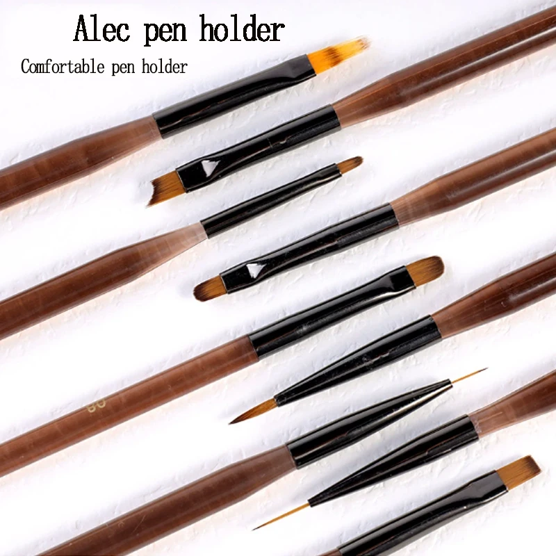 9Pcs Nail Brush .Set Fine Line Painting__Detail Work Pens. Stylish Brown% Handles Gel Nail Art Tool@@ Kit