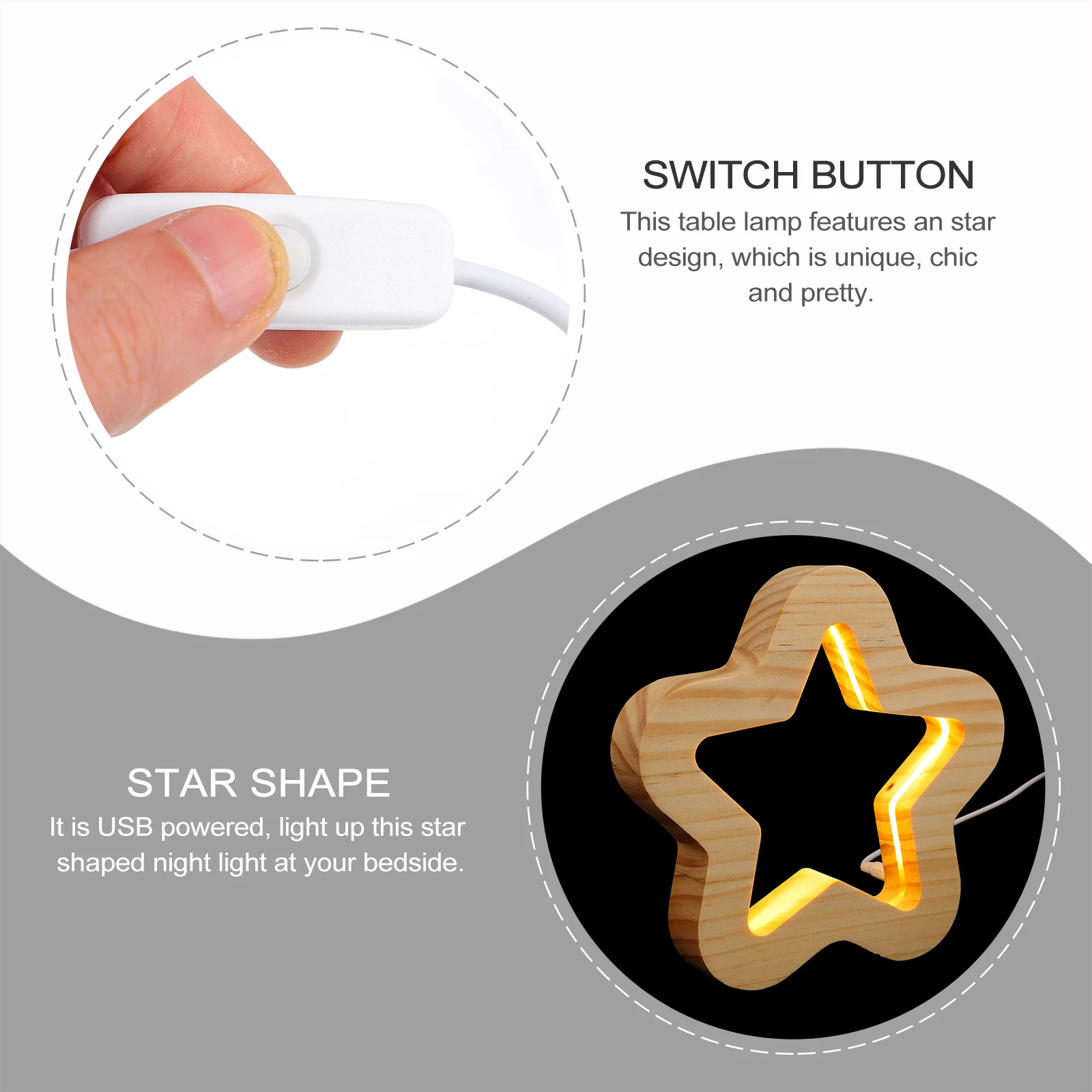 

Star Shaped Wooden Night Light USB Powered LED Neon Lamp Bedside Table Lamp Unique Home Decoration Star Neon Night Light