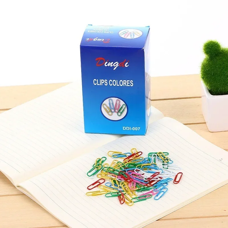 Rainbow Colored Metal Paper Clips, Memo Clips, Bookmarks, Office Accessories, School Supplies, 70pcs/box