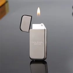 Mini Ultra Thin Outdoor Metal Portable Butane Lighter, Grinding Wheel, Ignition Cycle, Inflatable, Men's Luxury Gift, Creative