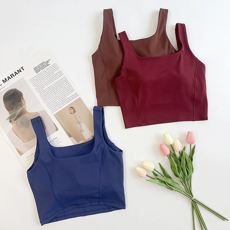 

Women's Sports Underwear One-Piece Fixed Cup High strength Shockproof Quick Dry Comfortable Fitness Outdoor Sports Yoga Vests