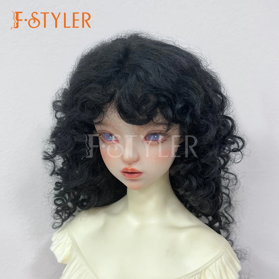FStyler Fluffy Curls BJD Wigs 1/3 1/4 1/6 1/8 Handmade Curly Wavy Mohair Dolls Wig 9-10 Inch Head Size Doll Hair