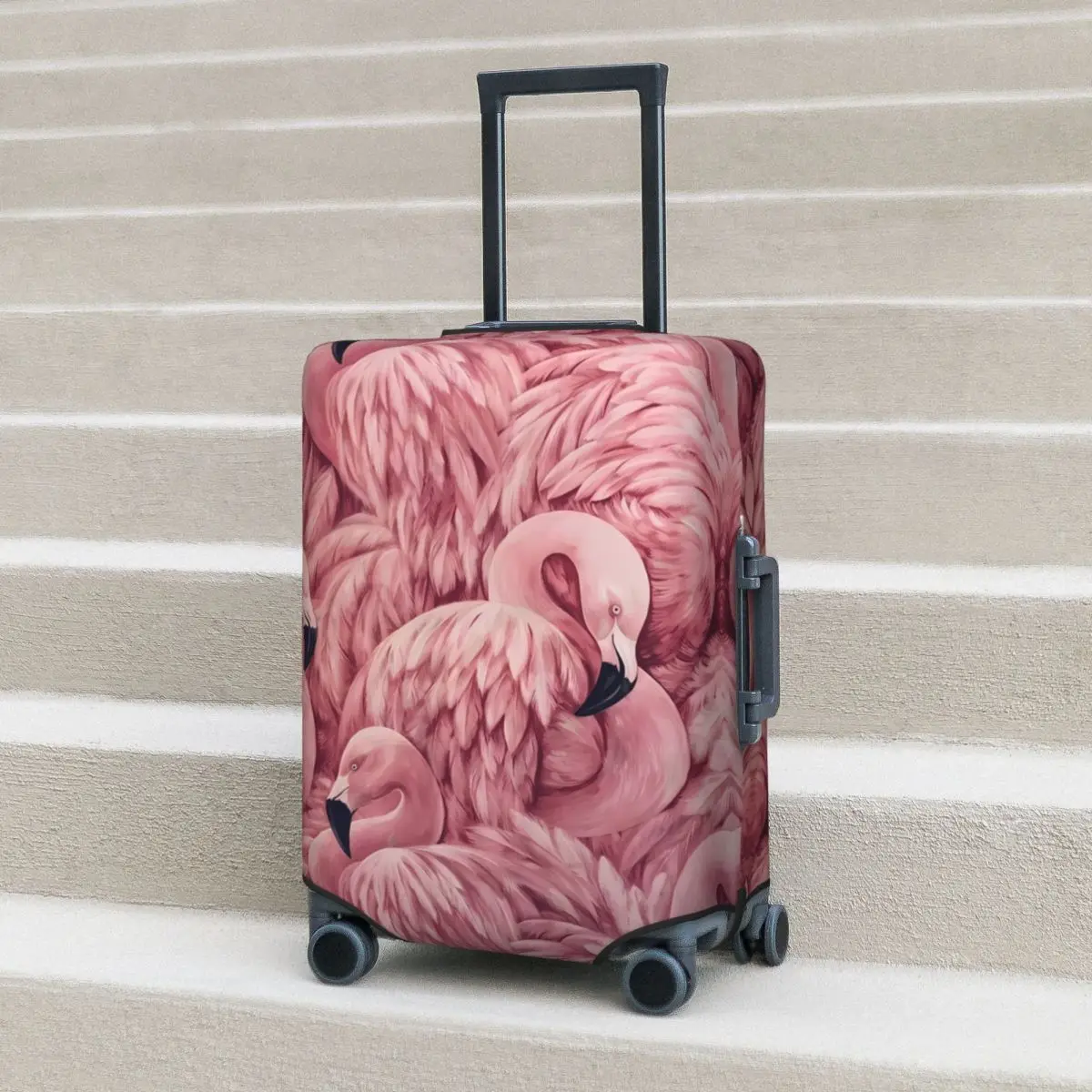 

Pink Flamingo Suitcase Cover Vacation Cute Animals Useful Luggage Accesories Travel Protector