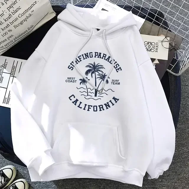 Women Hoodies Surfing Paradise West Coast California Sweatshirt Female Hip Hop Hoodie Cartoons Loose Sportswear Unisex Clothes