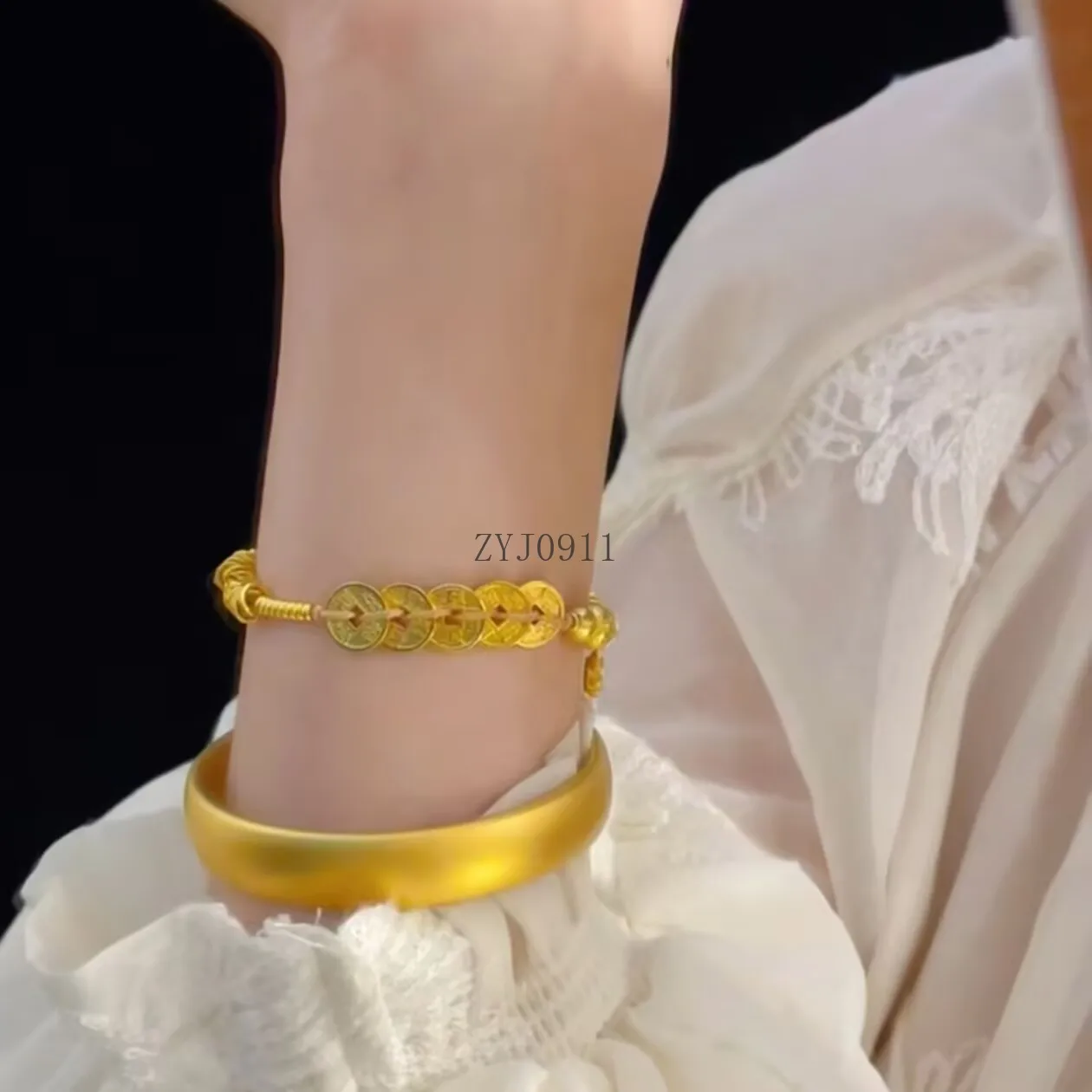 New Chinese-style golden five emperors money gourd bracelet women's light luxury temperament versatile bracelet