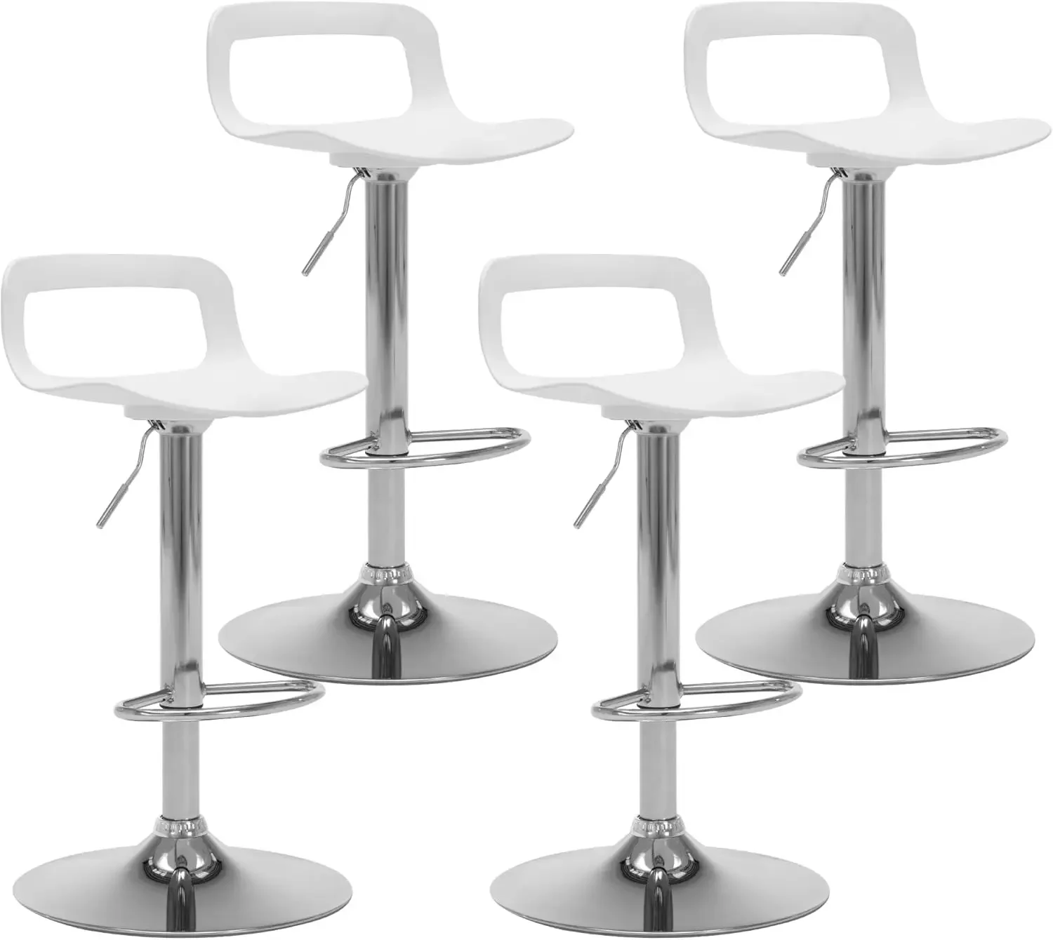 Barkrukken Set Van 4, Verstelbare Barkrukken, Metalen Keuken Eiland Barstoelen, Wit