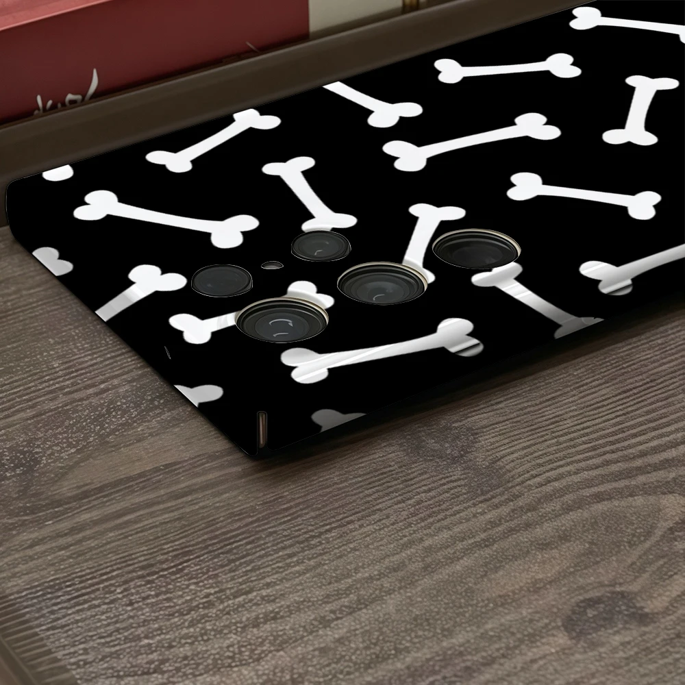 العظام نمط الأسود قضية الهاتف لسامسونج غالاكسي S25 S24 S23 الترا زائد A35 A90 لامعة HD الغلاف الصلب فيلم قذيفة #3