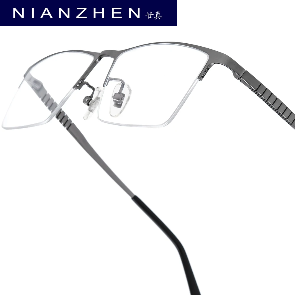 NIANZHEN سبائك التيتانيوم النظارات الإطار الرجال العلامة التجارية تصميم شبه بدون شفة مربع النظارات النساء خفيفة نصف حافة نظارات 69772
