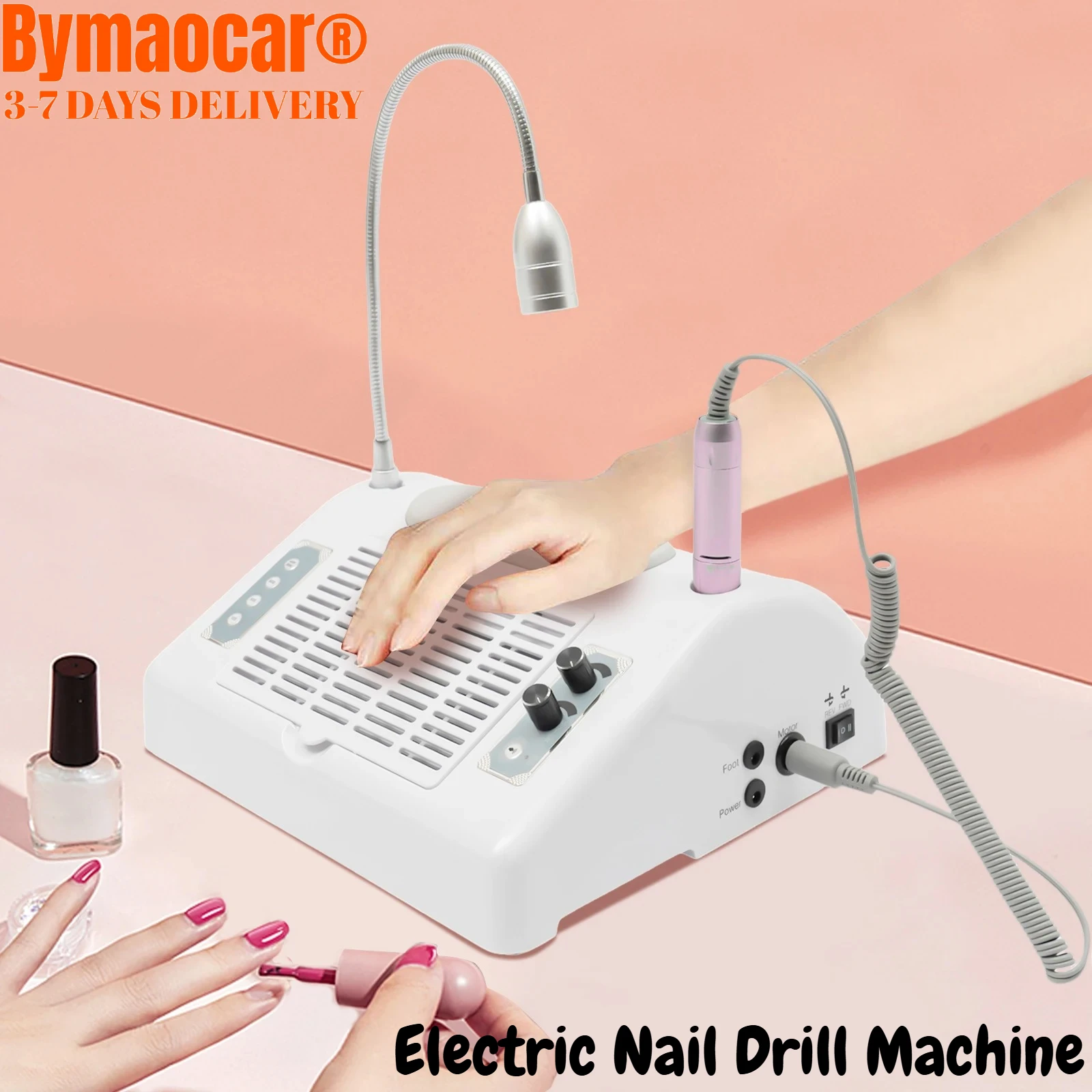 

Professional 5-in-1 Electric Nail Drill Machine with Lighting 30000 RPM Efile Nail Filer Kit for Finger Toe Nails Salon Tools