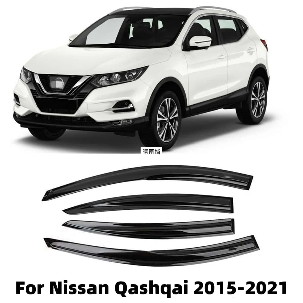 For Nissan Qashqai 2016-2021 Cars Accessories Window Visors Rain Sun Guard Vent Wind Deflector Weathershield Slim Moulding Trim