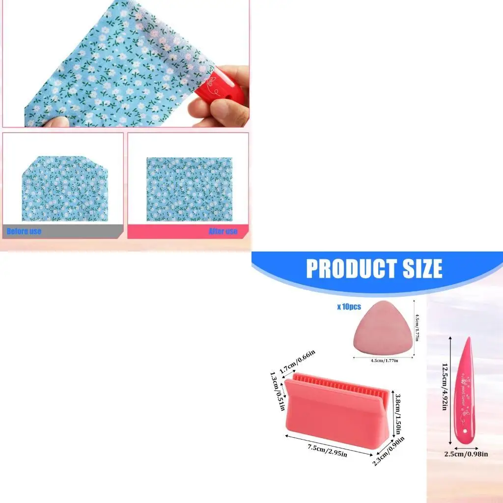 F19B 10Pcs Tailor's Chalk with Plastic Bone Folder Creasing Tool and Sharpening Tool