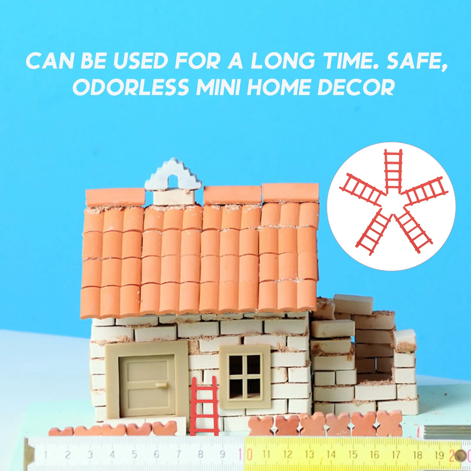 5Pcs Miniature Wooden Ladders Mini House Supplies DIY Photo Props Small Wood Ladder Decor for Mini Garden Landscape Layout