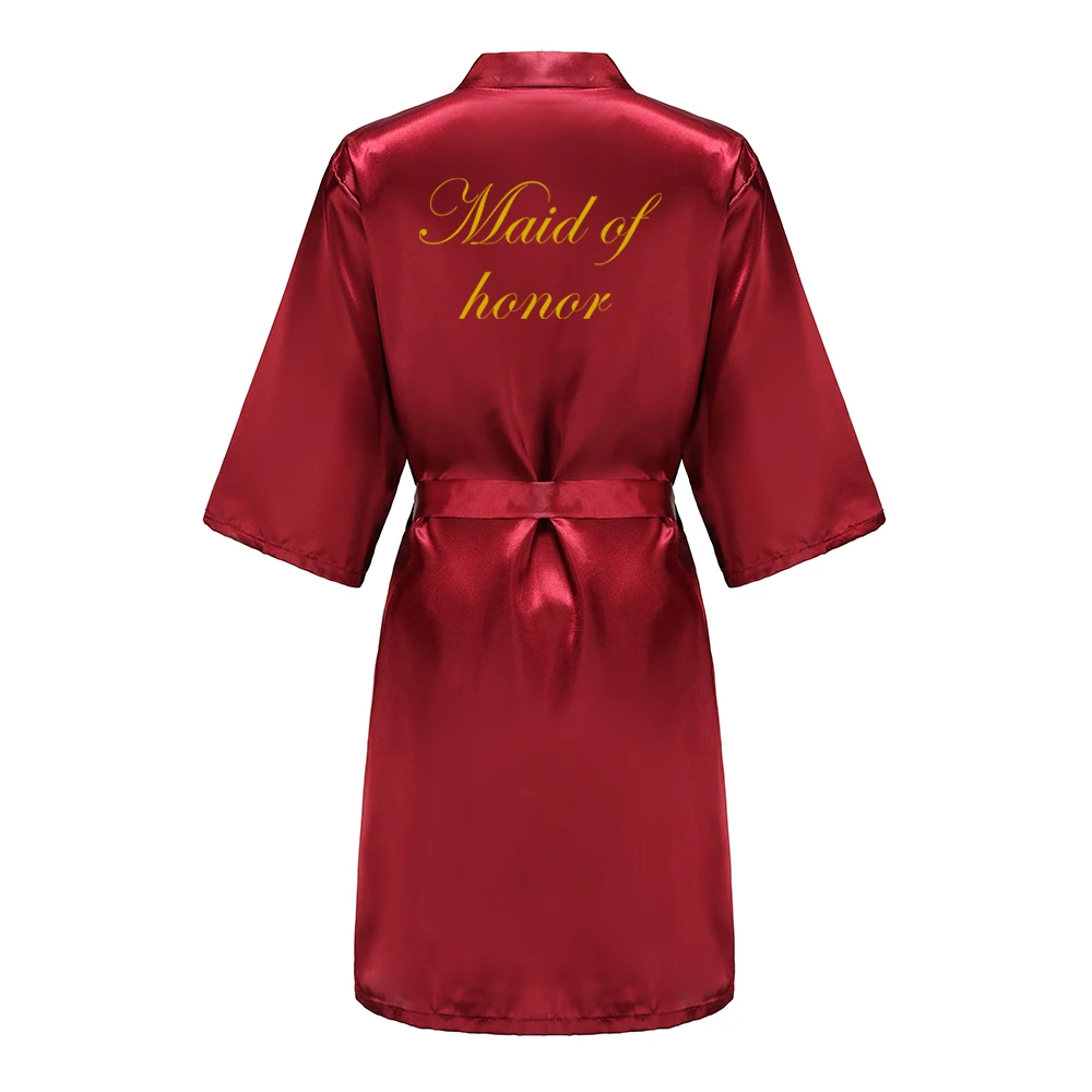 Women Bride Team Wedding Party Burgundy Kimono Satin Women Bathrobe Wedding Sister Mother of the Bride Groom Bridesmaid Robes