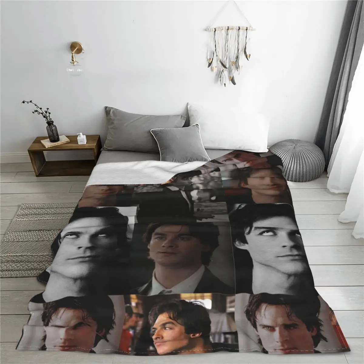 The Vampire Diaries Blanket Cover Damon Salvatore Flannel Throw Blankets Bedding Couch Personalised Soft Warm Bedspreads