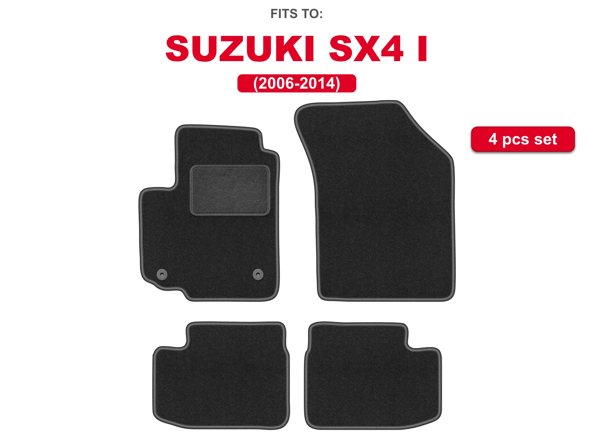 Velour tapijten voor: Suzuki Swift IV 2005-2010 hatchback grafietkleurige automatten set