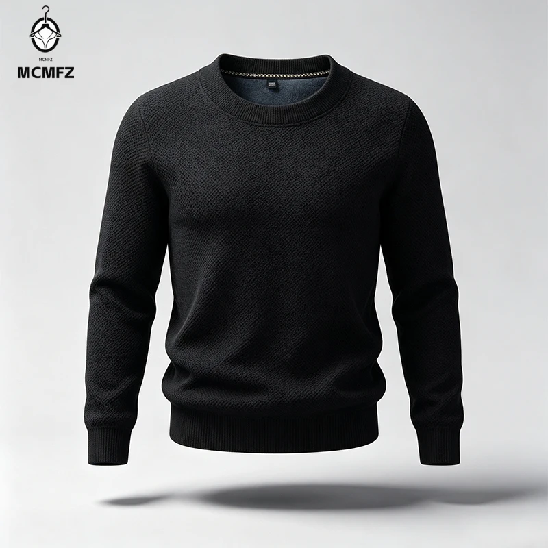 Mens Round Neck Long Sleeve Pullover Classic Honeycomb Knit Texture Stretch Fabric Casual Daily Male Warm Knitwear view 4