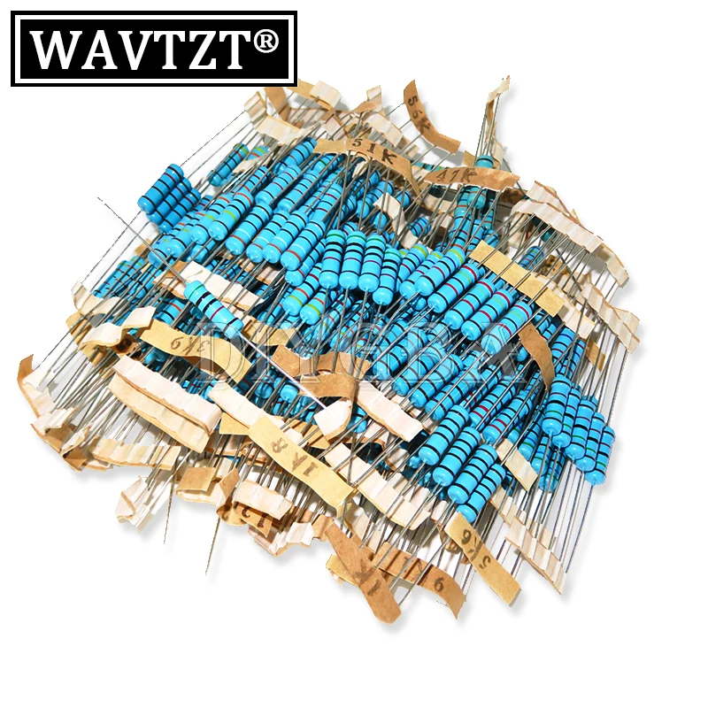 

650PCS/Set 2W Metal Film Resistor 1% 100R 220R 1K 2.2K 4.7K 10K 22K 47K 100K 2K2 4K7 130Values X 5pcs Resistors Assorted Kit