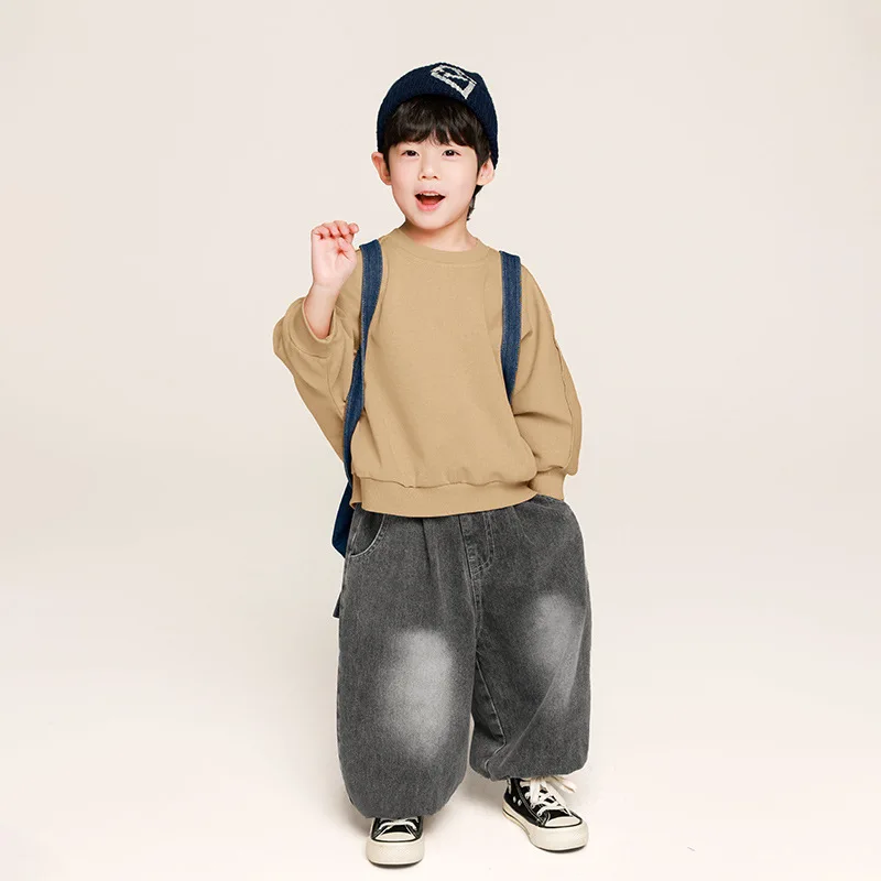 

Kid Hoodie Top Children Boy Hoodie Autumn Children Spring and Autumn Woolen Top Children Korean Bat Sleeve Pullover