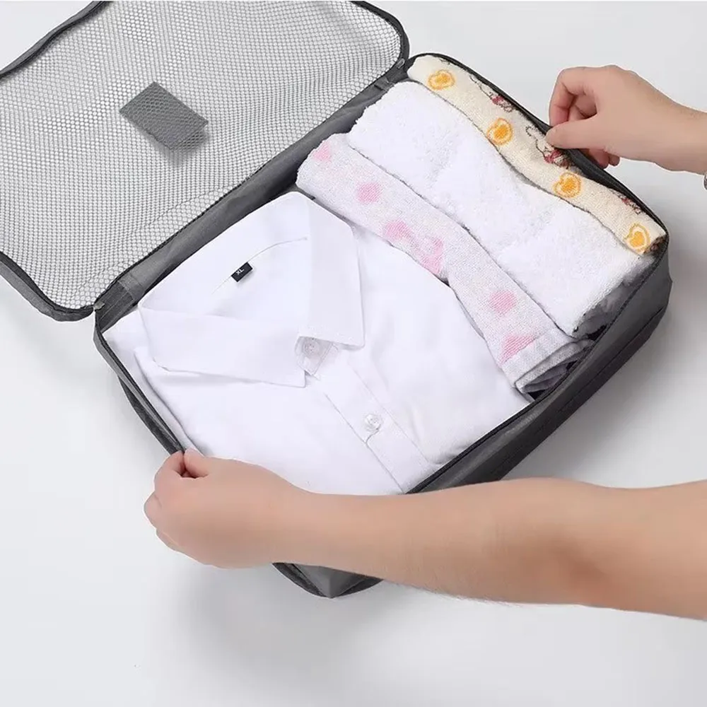 6pcs Travel Clothes Storage Bags Set Portable Luggage with Zipper Organizer Suitcase for Luggage Clothing Underwear Organization
