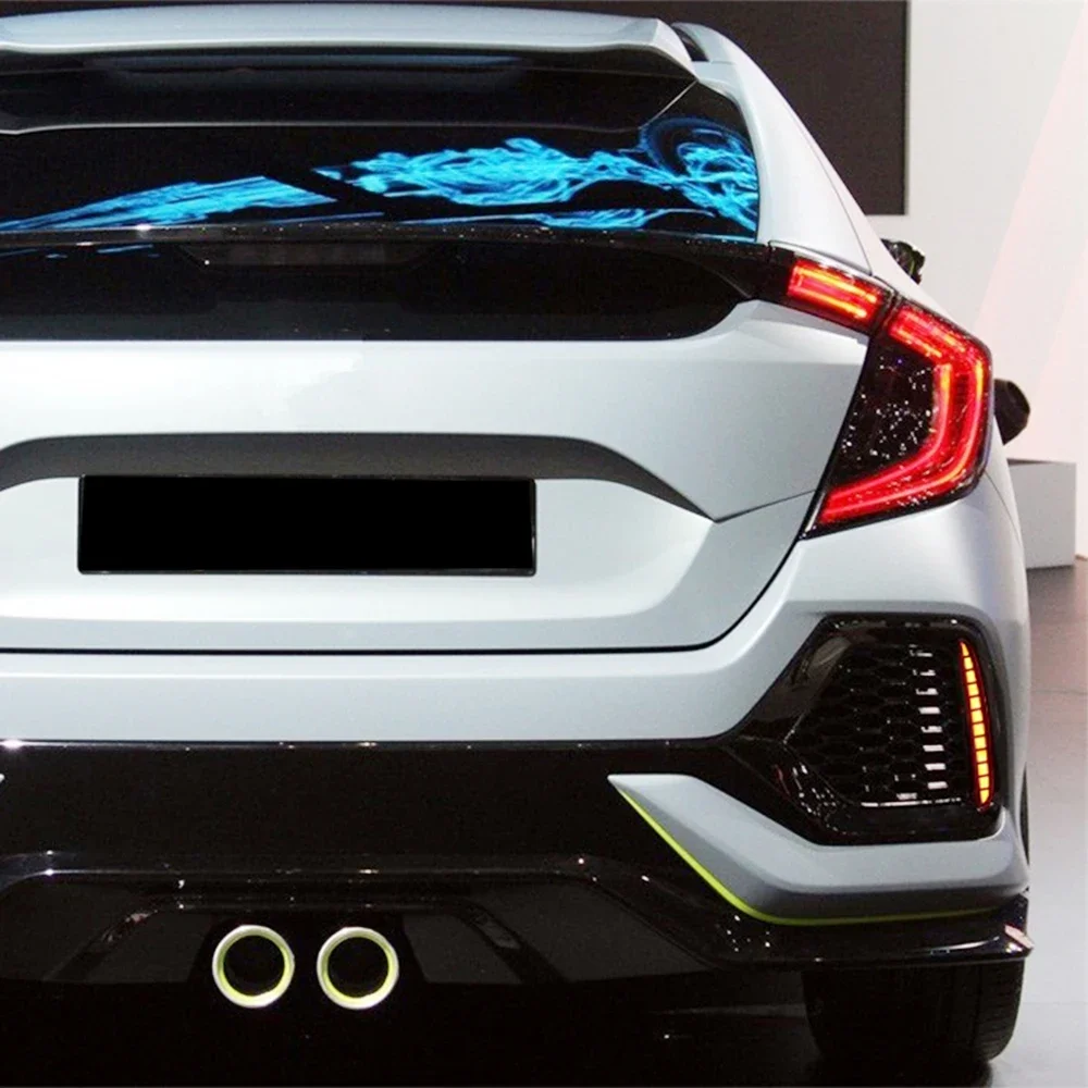 Nice 1 Pair For Honda Civic Type R 2016 2017 2018 LED Rear Bumper Fog Lamp Brake Light Dynamic Turn Signal Reflector