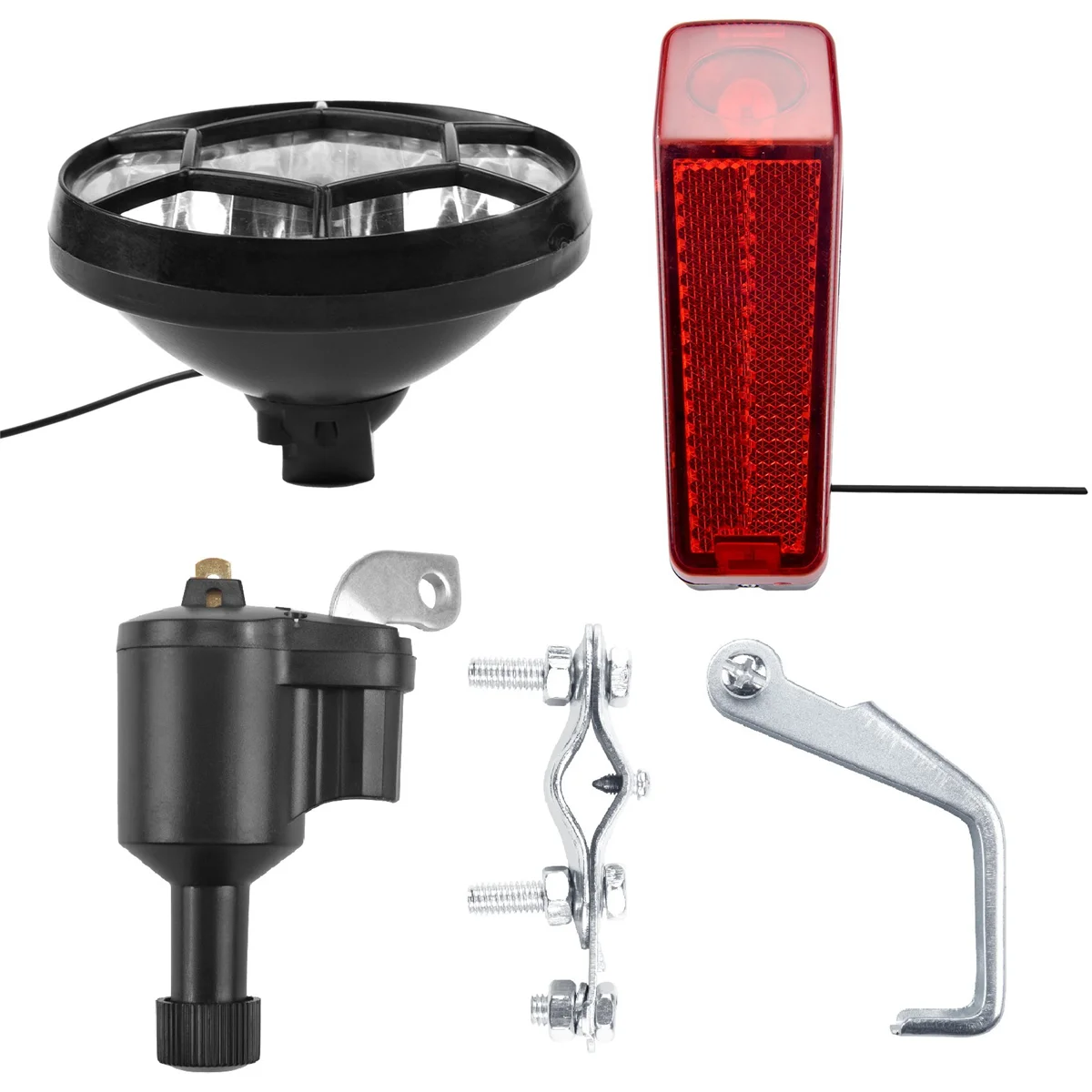 Bike Light Bicycle Motorized Bike Friction Generator Dynamo Headlight Tail Light Kit 6V 3W Bike Accessories