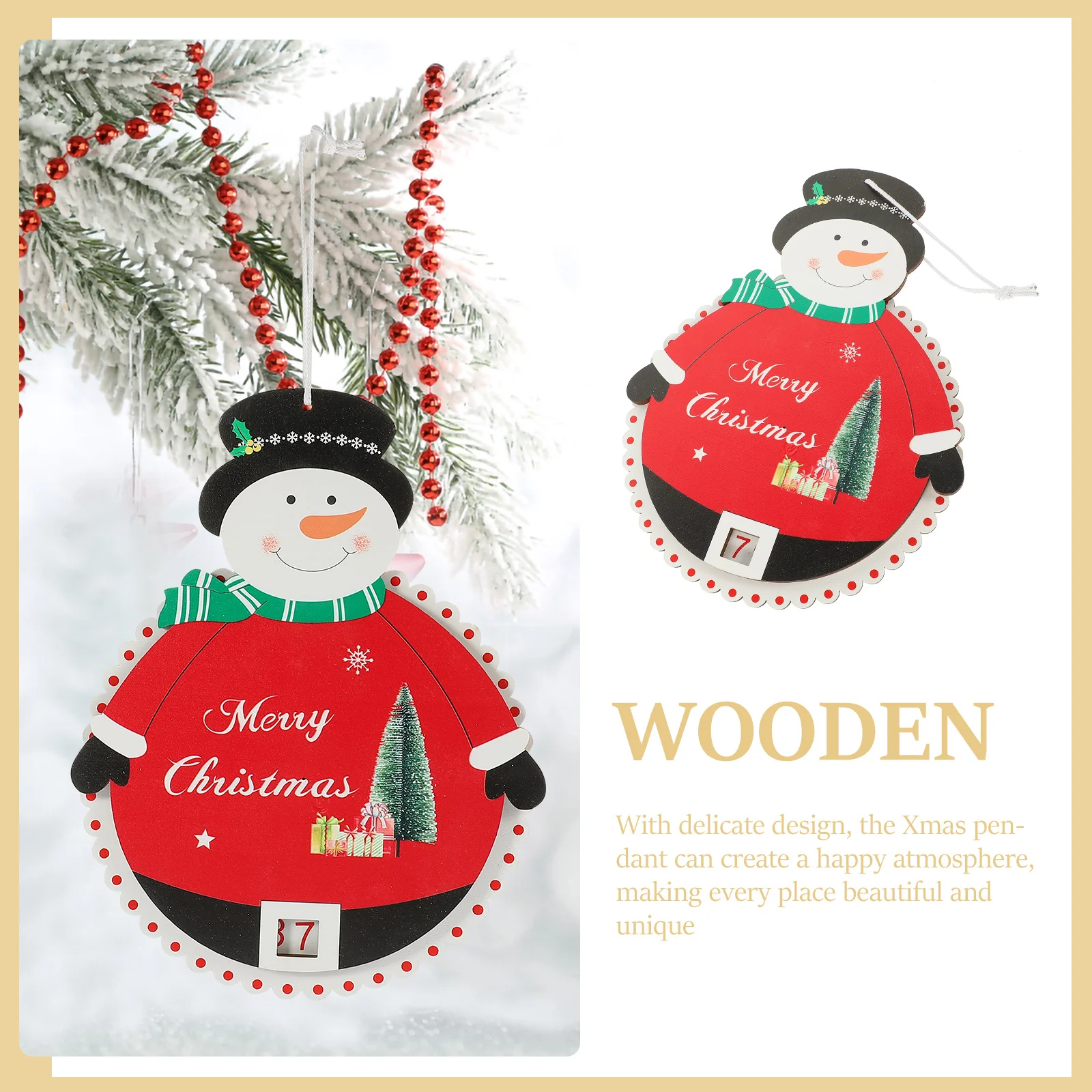 

Christmas Wooden Hanging Calendar Pendant Advent Decorative Xmas Countdown Calendar Party Favor Wall Ornament Hanging Decoration