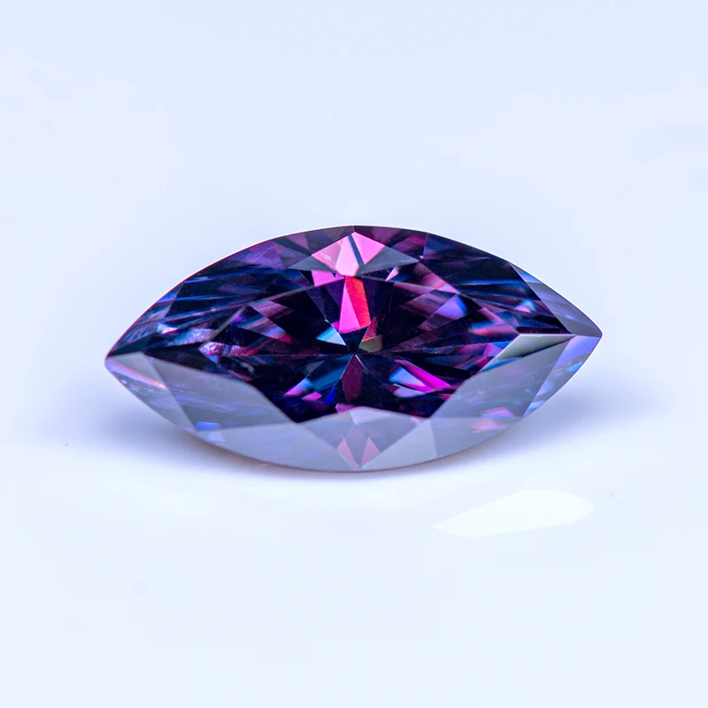 Moissanite Stone Marquise Cut Imperial Purple Color DIY Charms Jewelry Making Ring Necklace Earrings Main Materials Certificate