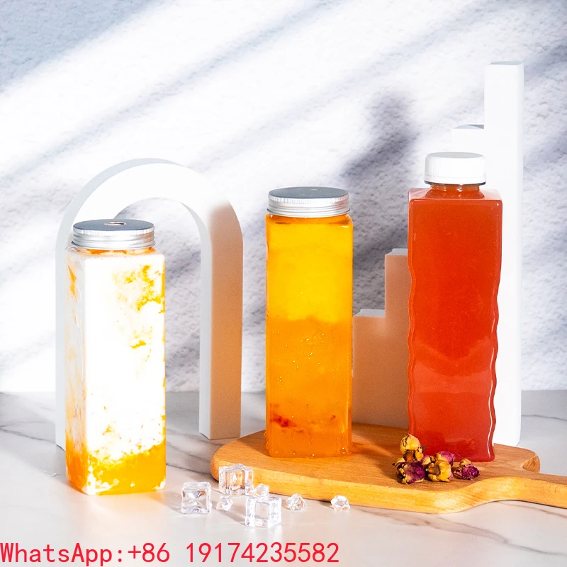 PET Sealed Drinks Can Sparkling Water Milk Tea Cup Plastic Bottle Disposable Transparent Drinks Bottle Cold Tea Bottles