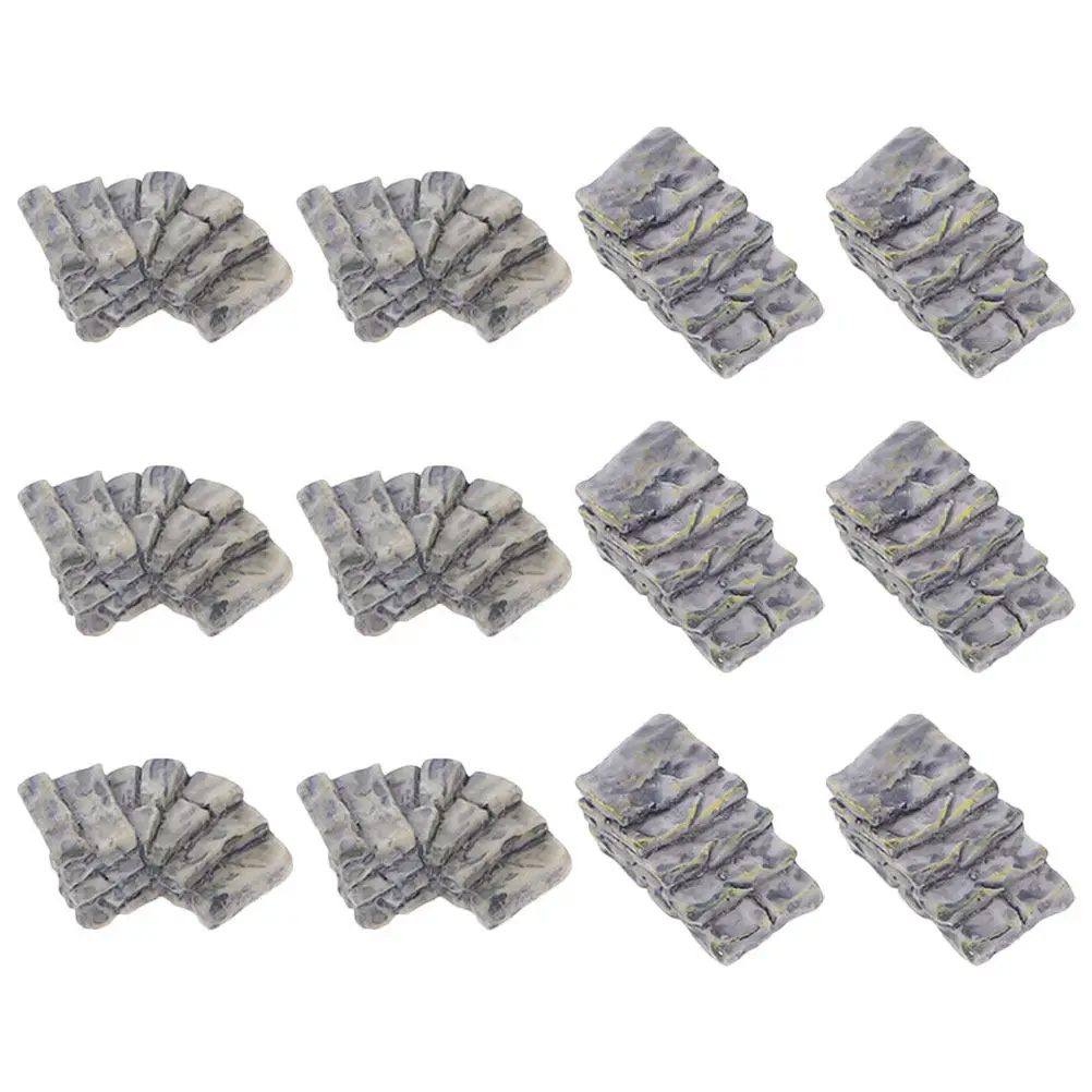 16Pcs Miniature Stone Stairs Resin Crafted Micro Landscape Decor Small Space Saving Desk Bookshelf Garden Ornament Artificial