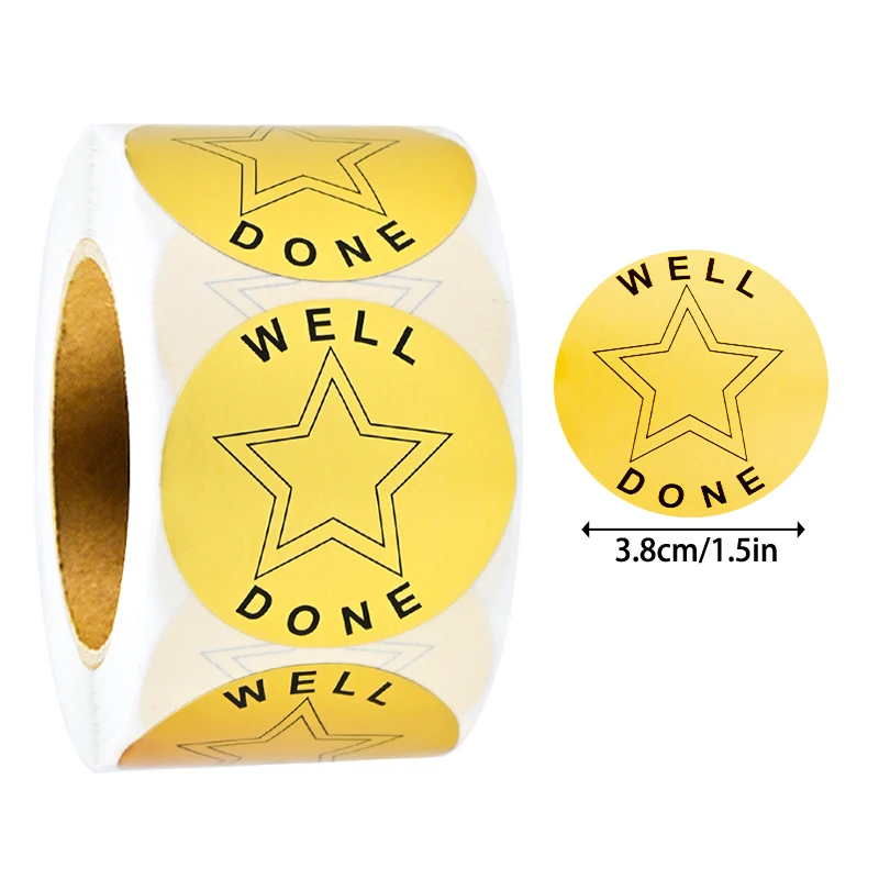 500Pcs 1.5In/3.8Cm Gold Round Star Thank You for Purchasing Product Gift Decoration Stickers Handmade Stickers, Small Business Stickers, Envelope Stickers, Product Purchase Thank You Stickers Gift Decoration Stickers - view 2