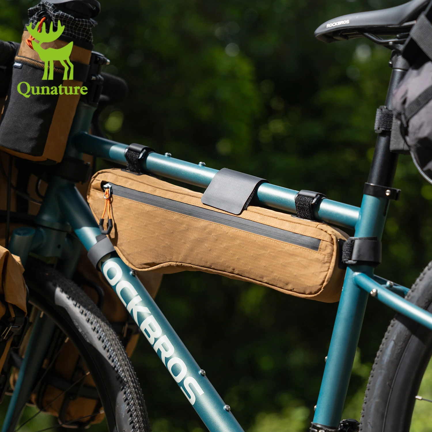 Qunature sac de vélo sac de cadre de vélo grande capacité étanche vtt et vélo de route sac de cyclisme résistant à l'usure Extra Long