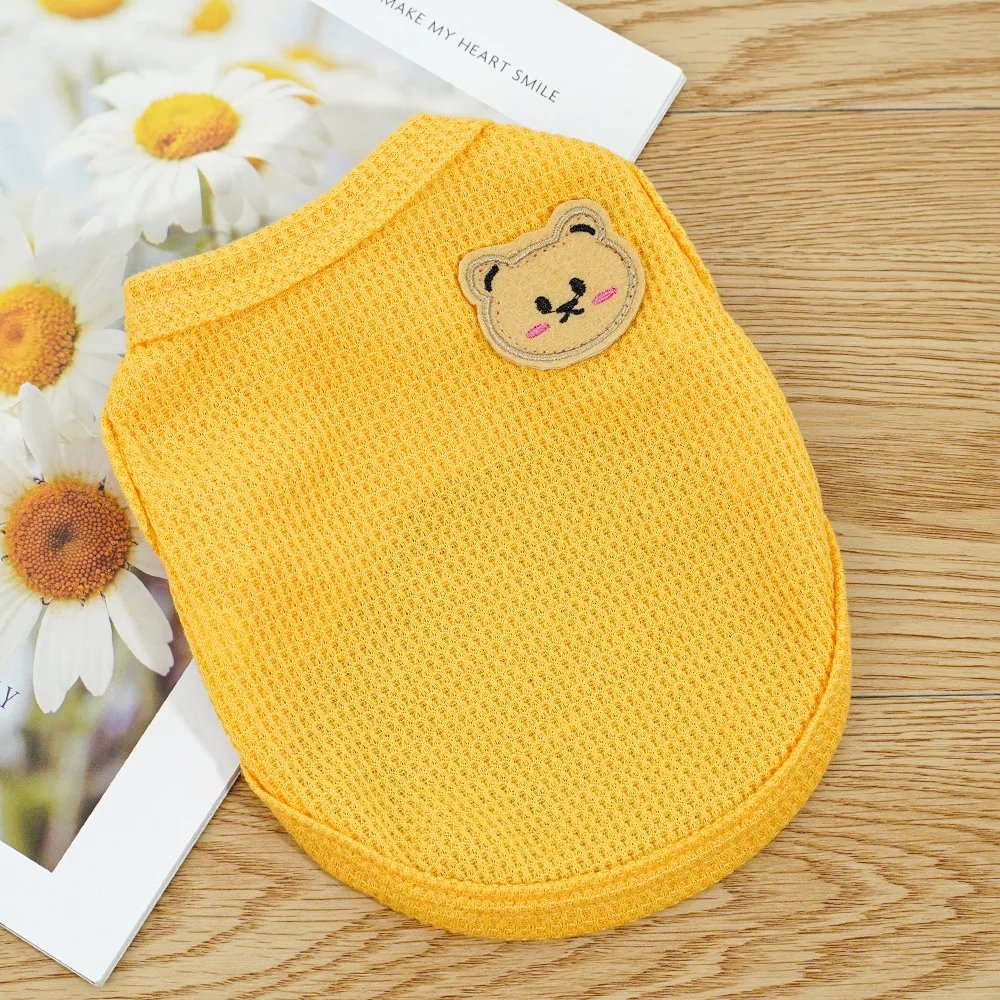 Pet Summer Thin Clothes Waffle Material Tank Top Teddy Small and Medium Sized Dog and Cat Pet Clothes Support Wholesale